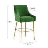 Beatrix Green Velvet Bar Stool Model: TOV-D68343